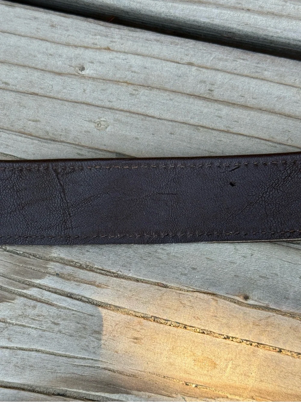 1980s Adjustable Brown Leather Belt with Organic Gold Tone Buckle